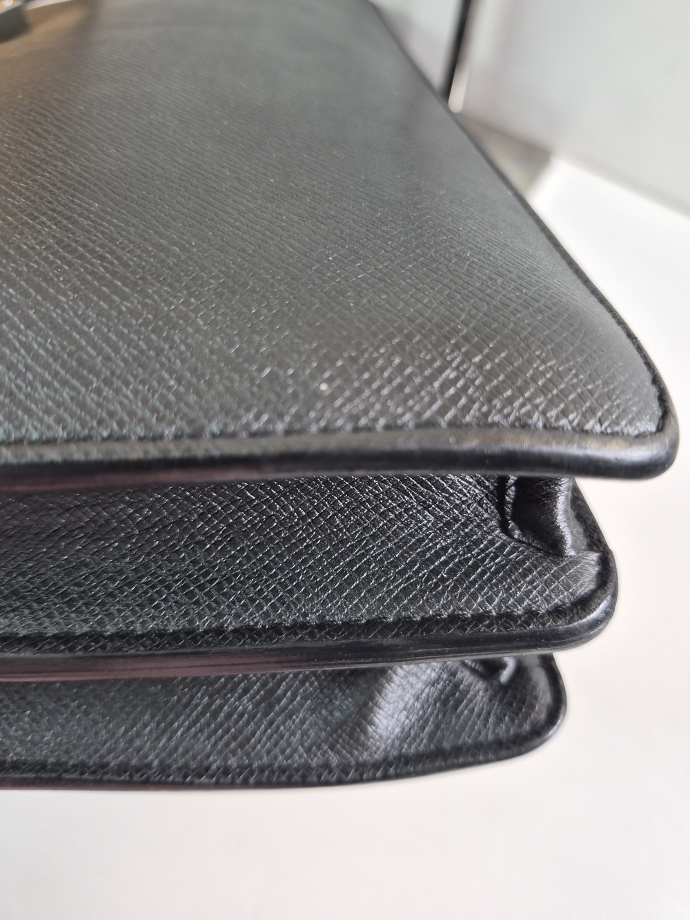 Louis Vuitton Black Textured Leather Briefcase with Silver Lock - Picture 11 of 12